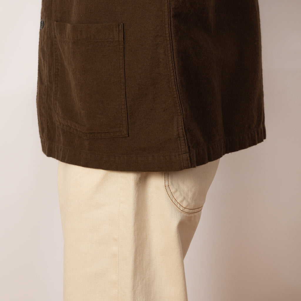 Relax Fit Simple Work Jacket - Coffee Brown