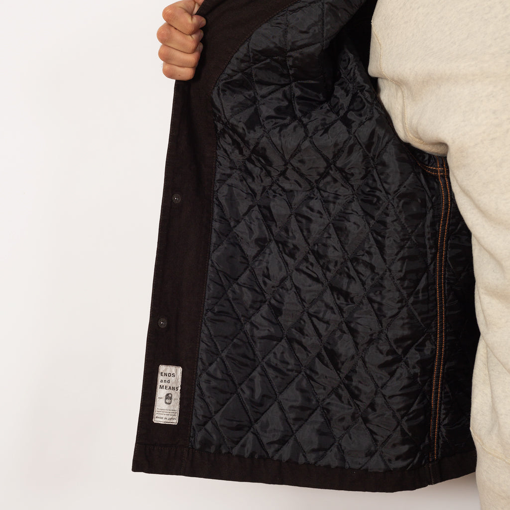 Quilted Coverall Jacket - Muddy Black | Ends and Means | Peggs & son.
