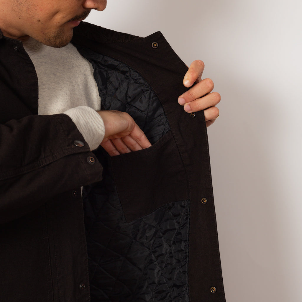 Quilted Coverall Jacket - Muddy Black | Ends and Means | Peggs & son.
