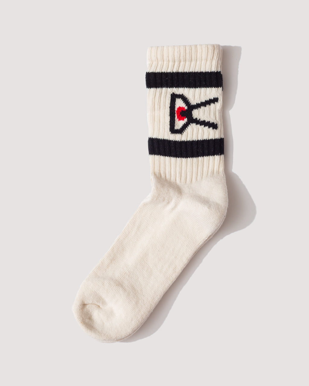 USA Cotton Socks - Cream/Black Stripe