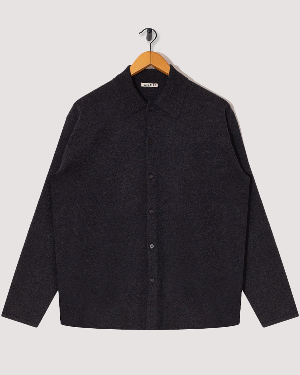 High Twist Wool Knit Shirt Cardigan - Charcoal | Auralee | Peggs