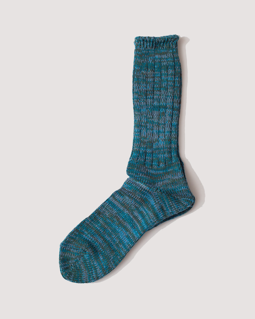5 Colour Mix Crew Sock - Green