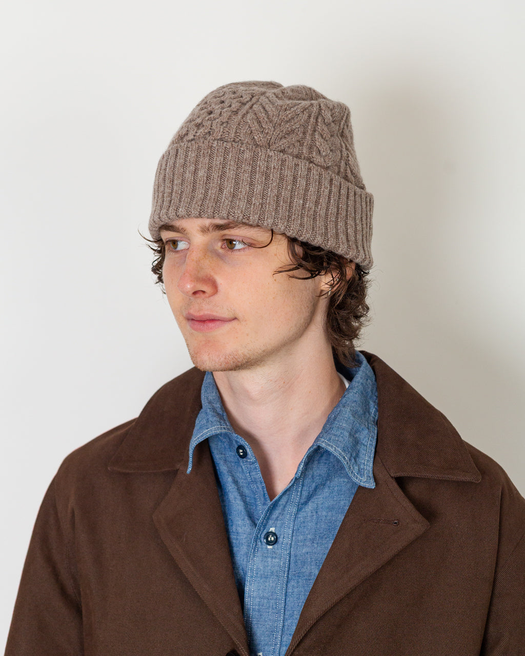 Classic Aran Beanie - Beige | OrSlow | Peggs & son.