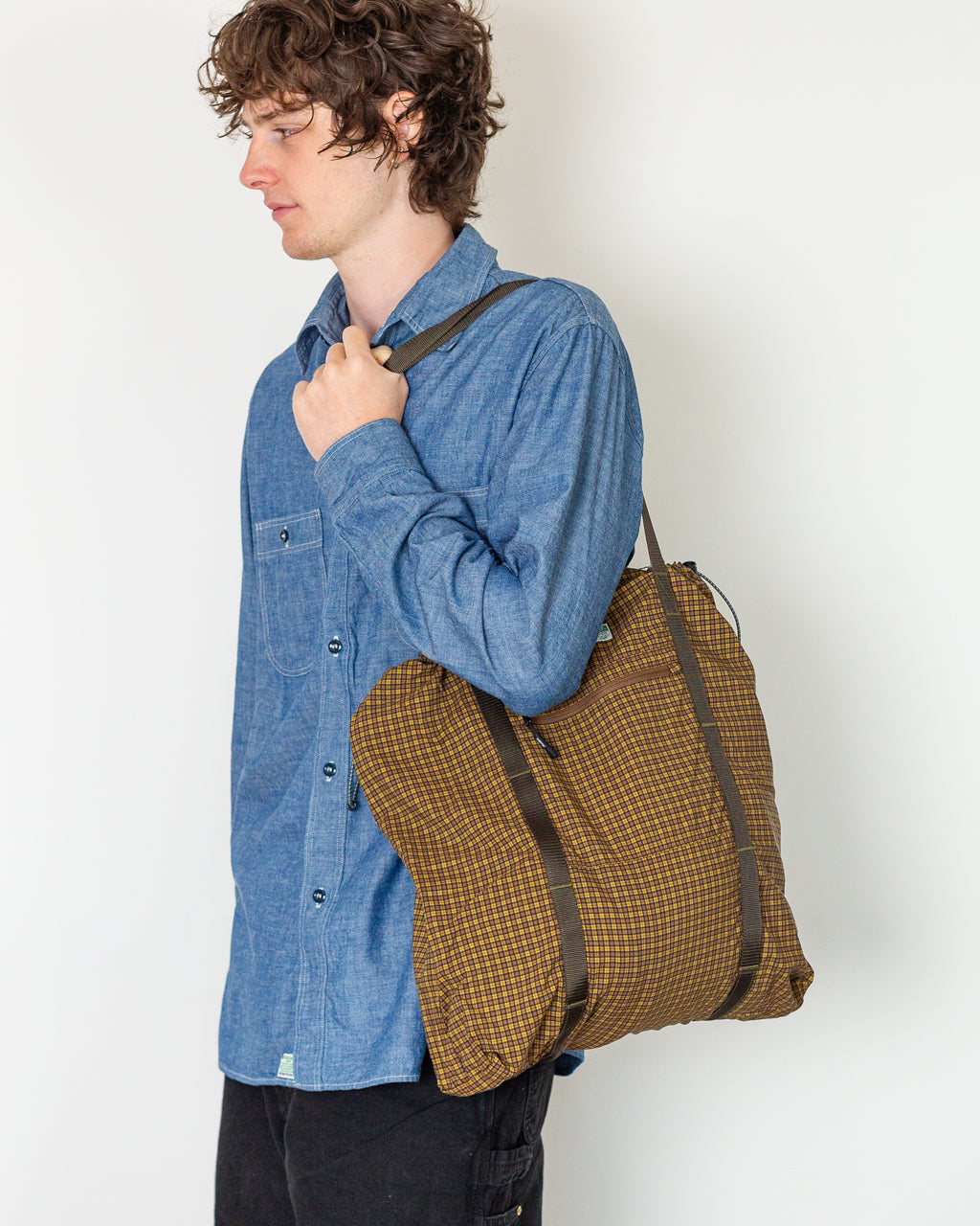 Utility Tote Bag - Brown Check