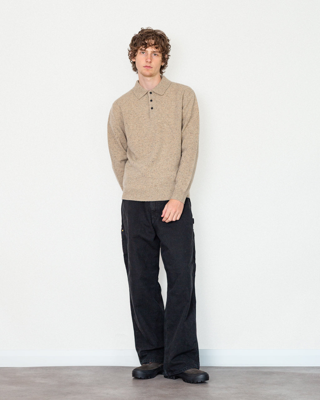 【新品タグ付き】någonstans knit polo pullover Knit Polo Nep 9G - Beige | Beams Plus | Peggs & son.