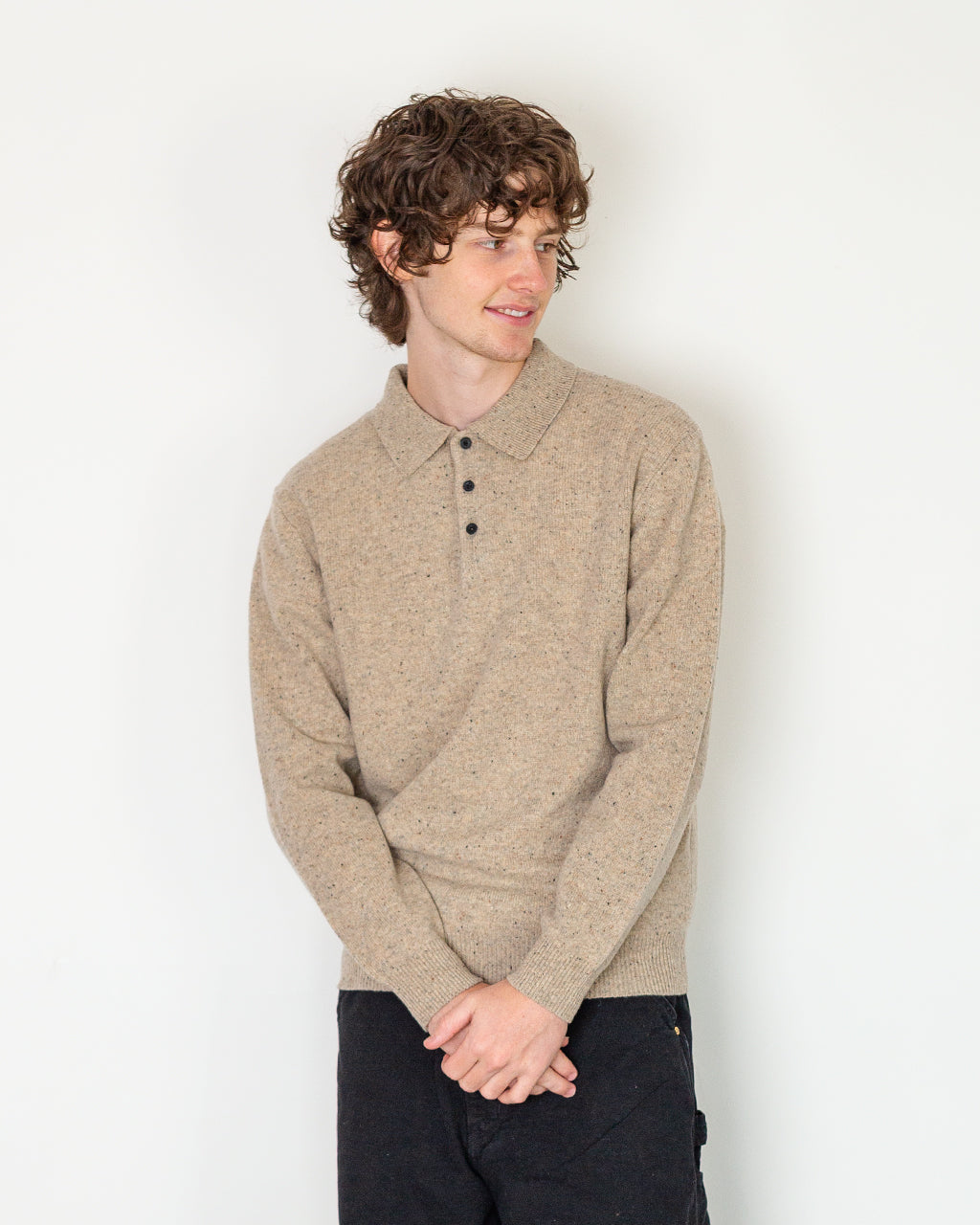 Knit Polo Nep 9G - Beige