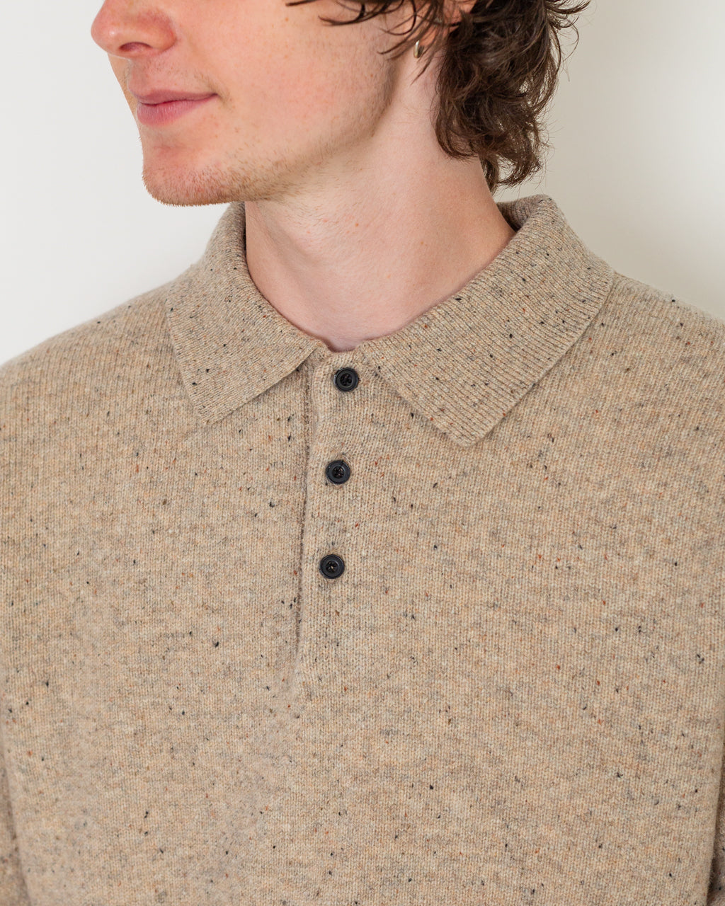 Knit Polo Nep 9G - Beige | Beams Plus | Peggs & son.