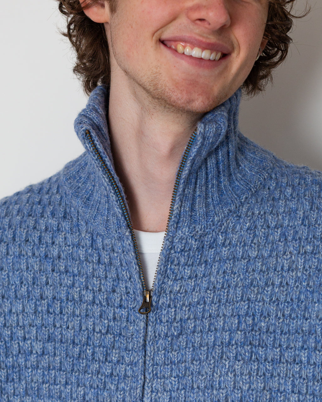 Full Zip Style Popcorn Pattern - Blue