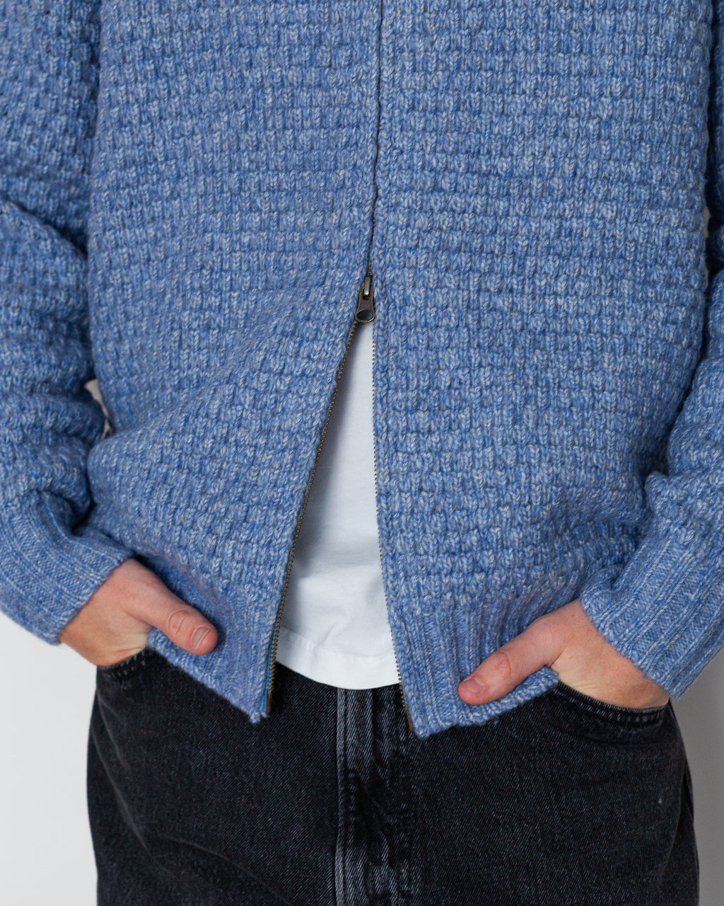 Full Zip Style Popcorn Pattern - Blue