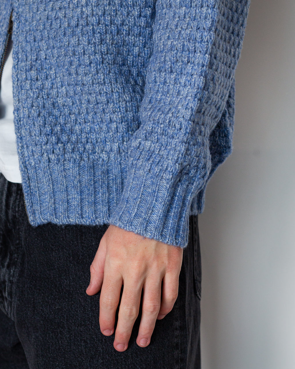 Full Zip Style Popcorn Pattern - Blue