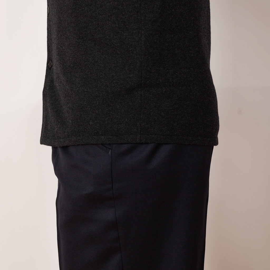 High Twist Wool Knit Shirt Cardigan - Charcoal