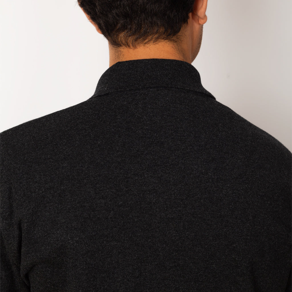 High Twist Wool Knit Shirt Cardigan - Charcoal