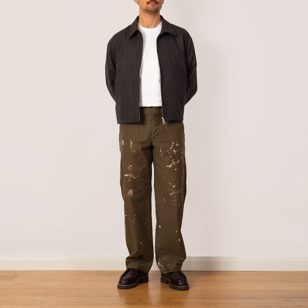 Washed Baggy Satin Bleached Baker Pant - Khaki Brown