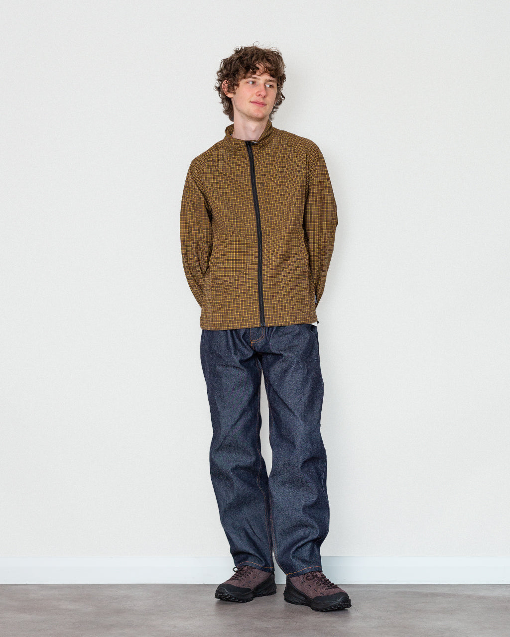Mini Check Nylon Jacket - Brown Check