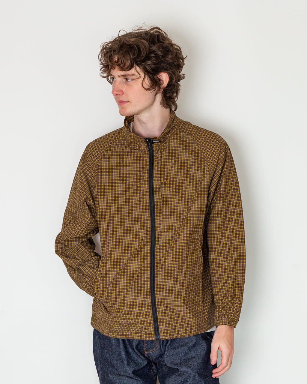 Mini Check Nylon Jacket - Brown Check