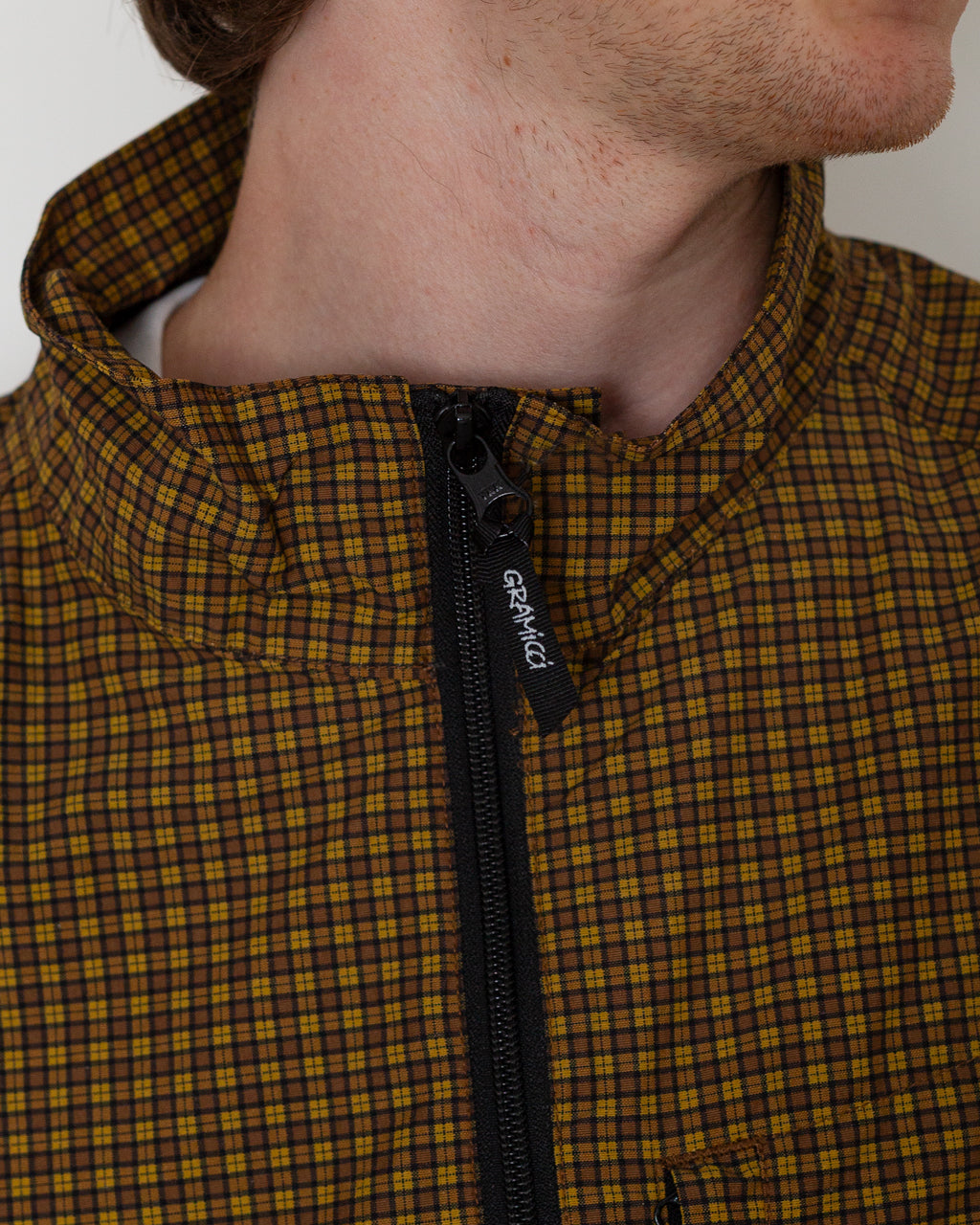 Mini Check Nylon Jacket - Brown Check