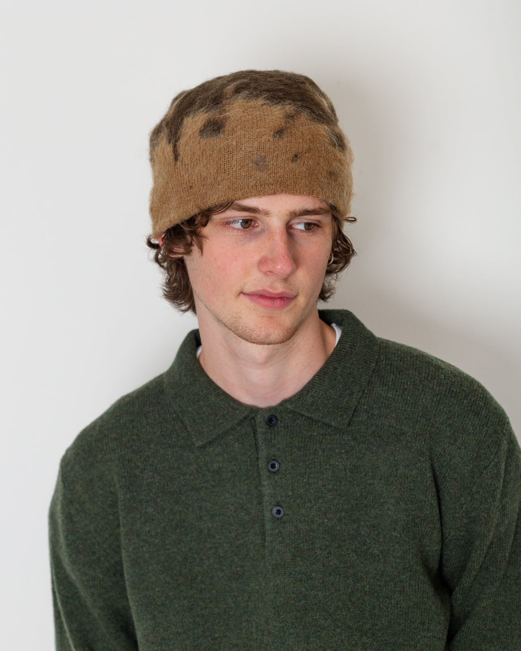 Mohair Splatter Beanie - Taupe