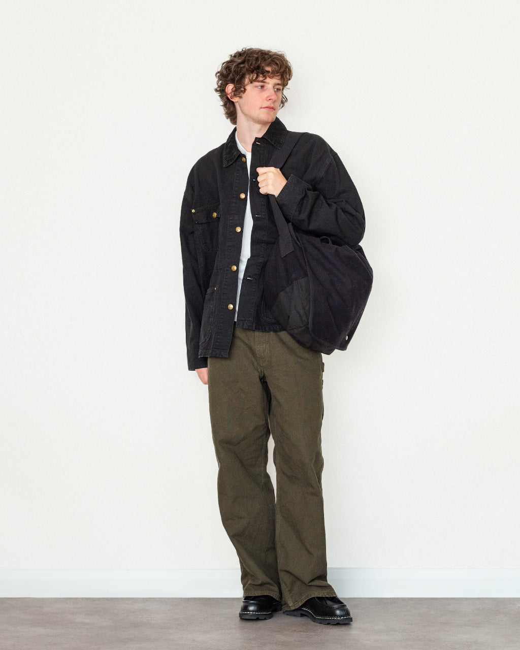 Relaxed Fit Oxford Coverall - Black