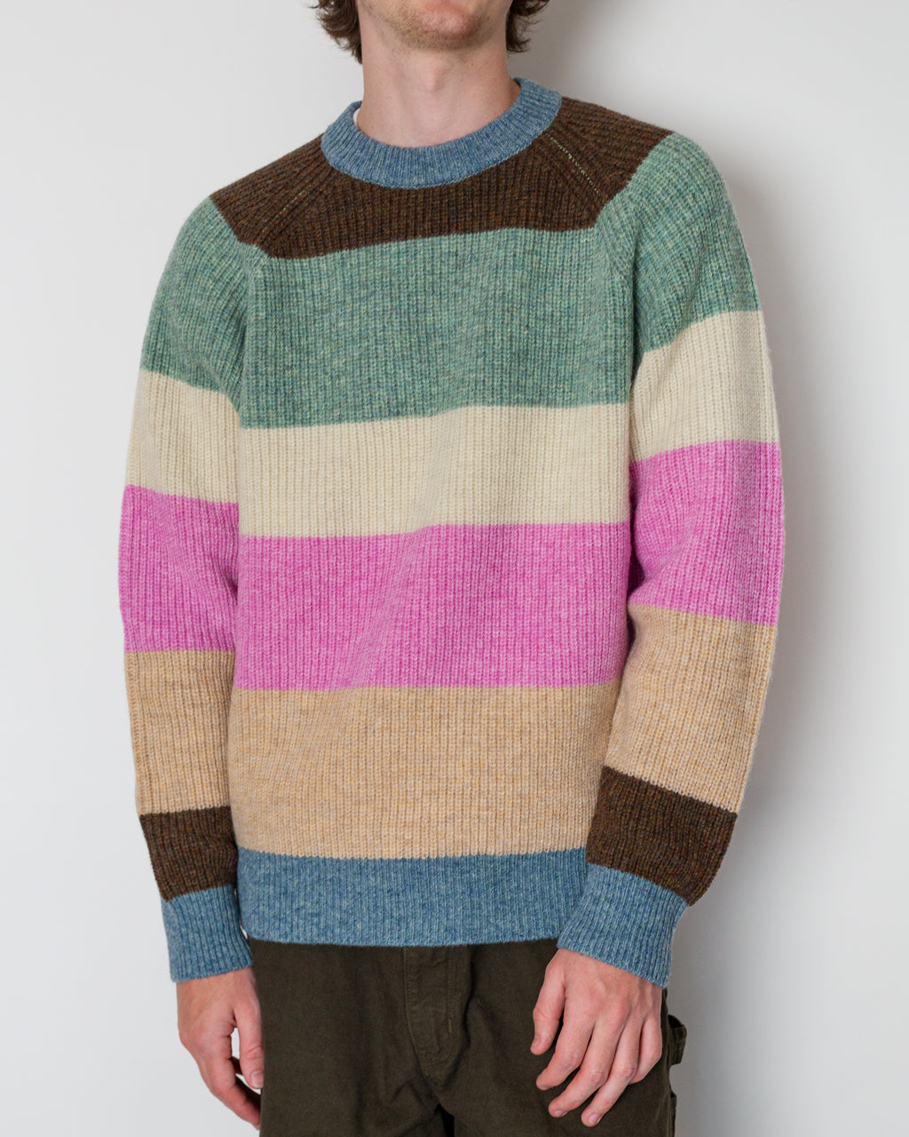 Crew Multi Stripe 5G - Sax