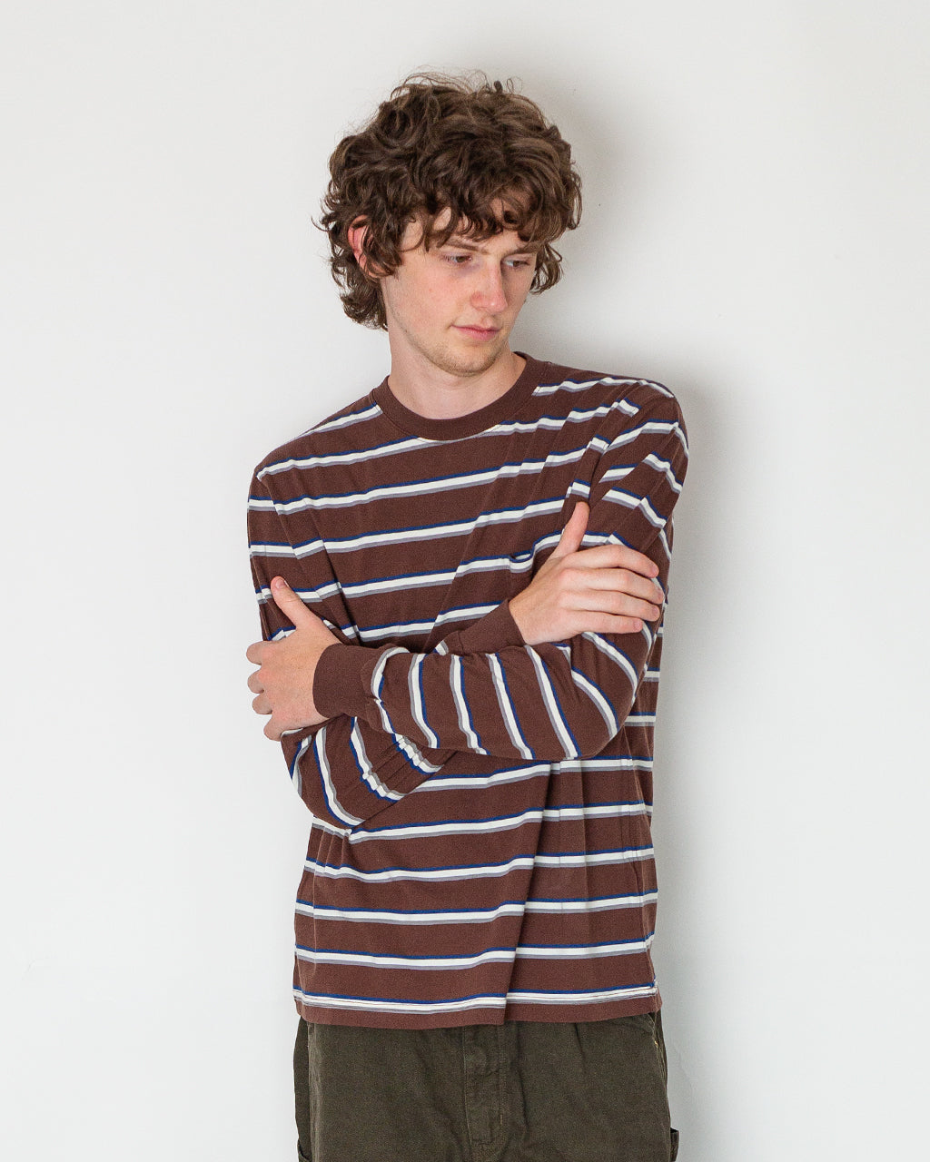 Pocket T-Shirt Interlock Stripe - Brown