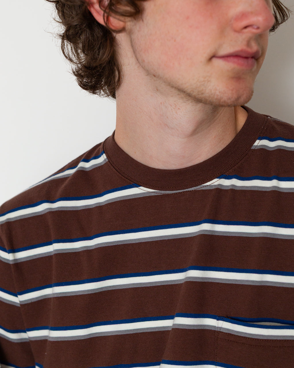 Pocket T-Shirt Interlock Stripe - Brown
