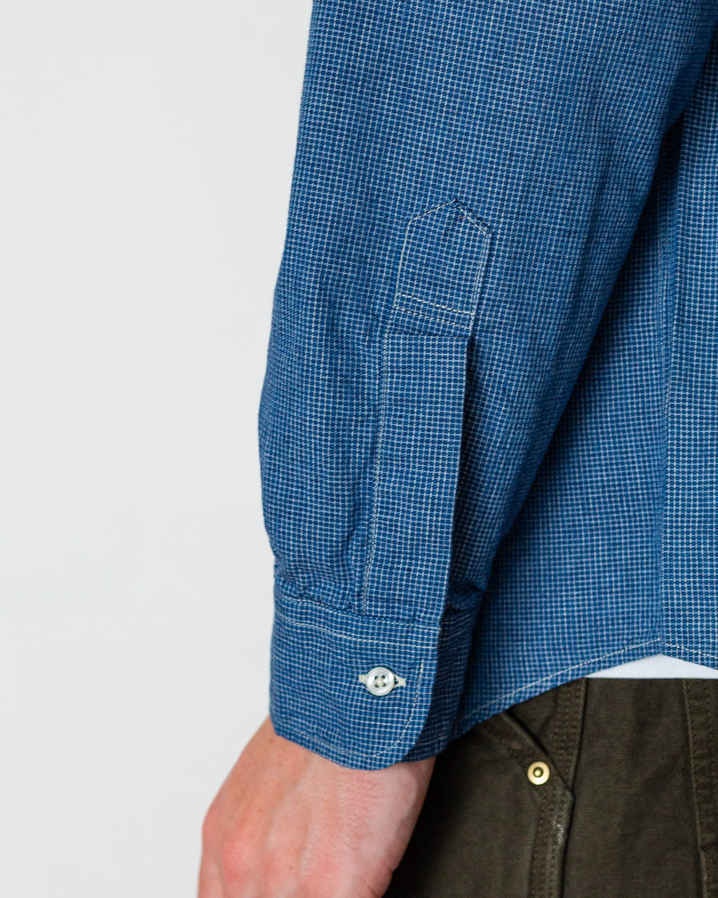 Small Check Standard B.D. Shirt - Indigo Chambray