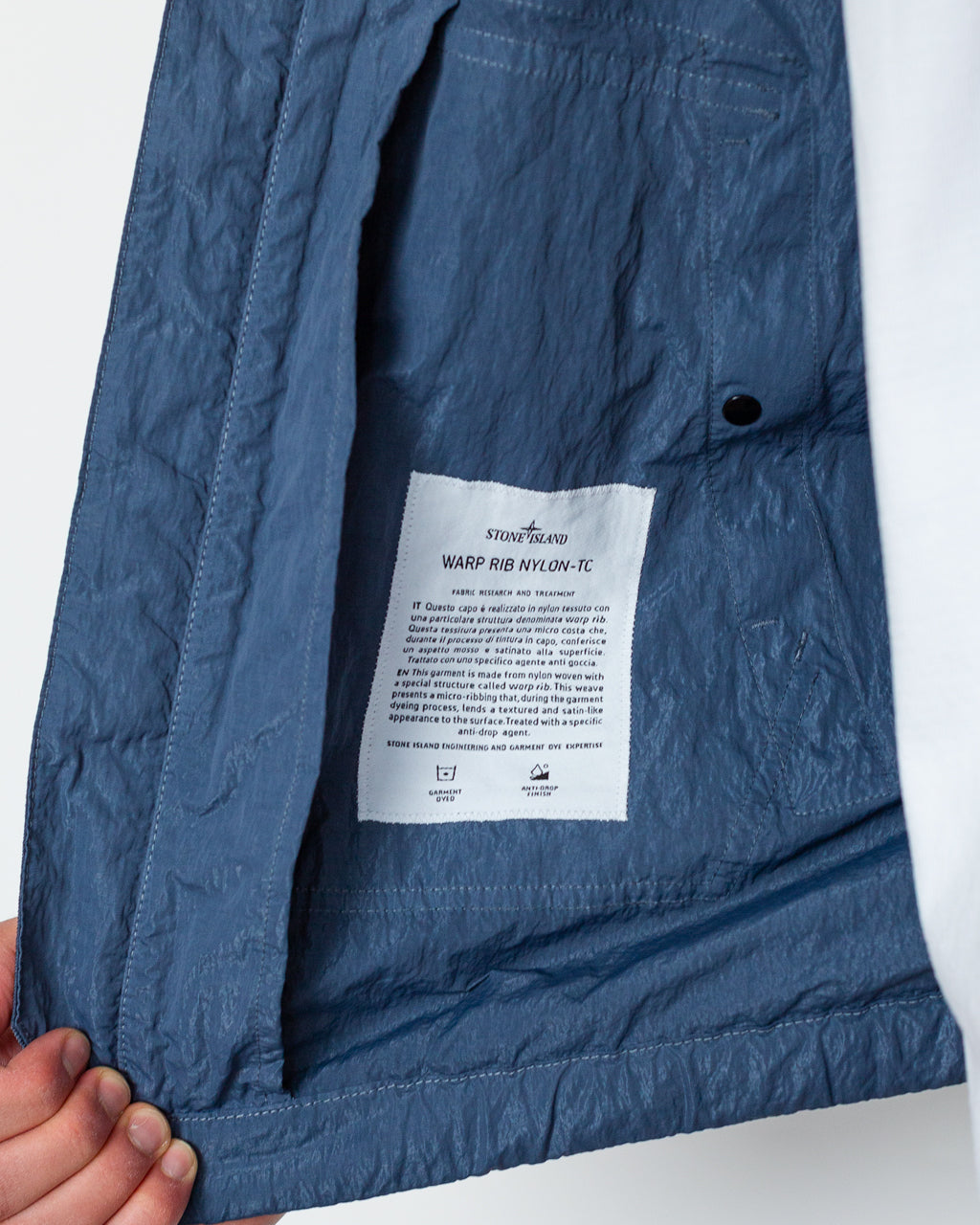 Warp Rib Nylon-TC Hi Collar Jacket - Slate Blue V002E | Stone