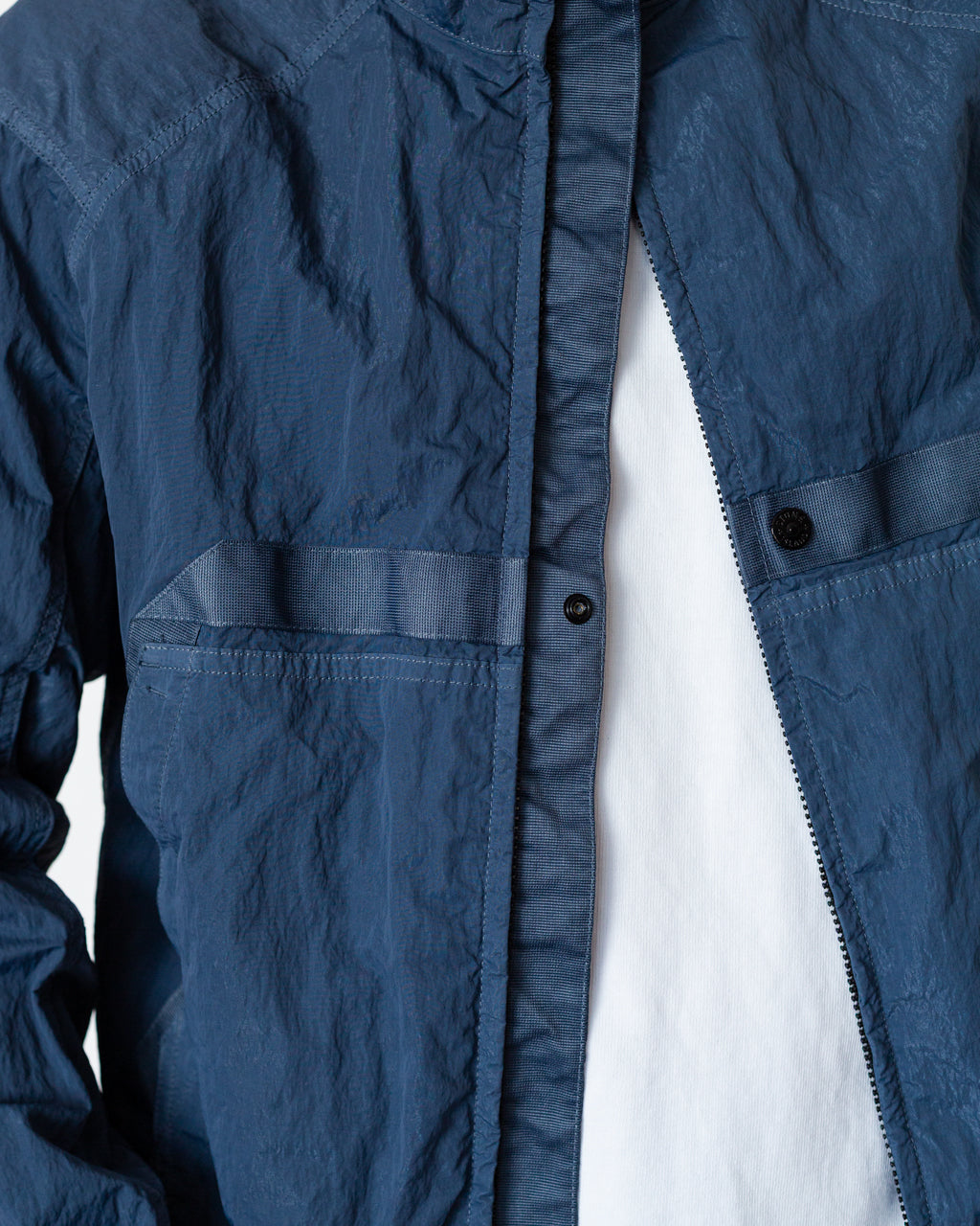 Warp Rib Nylon-TC Hi Collar Jacket - Slate Blue V002E