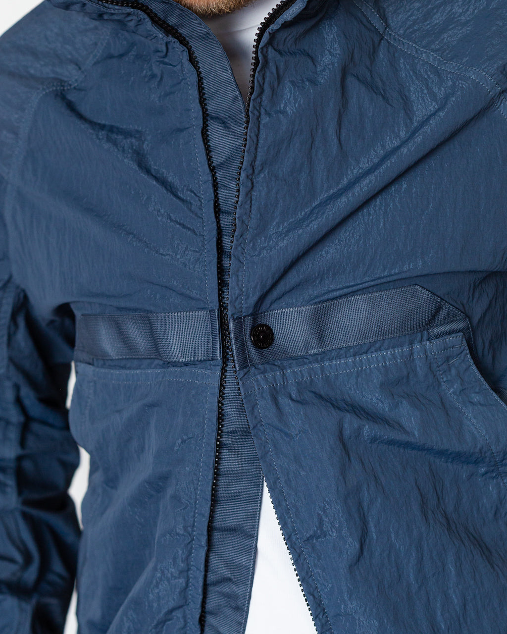 Warp Rib Nylon-TC Hi Collar Jacket - Slate Blue V002E | Stone