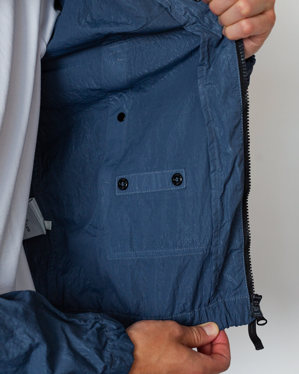 Warp Rib Nylon-TC Hi Collar Jacket - Slate Blue V002E | Stone