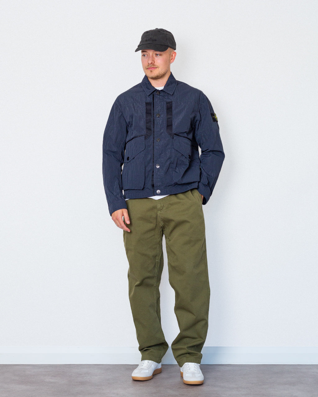 Warp Rib Nylon-TC Collared Jacket - Blue Navy V002A
