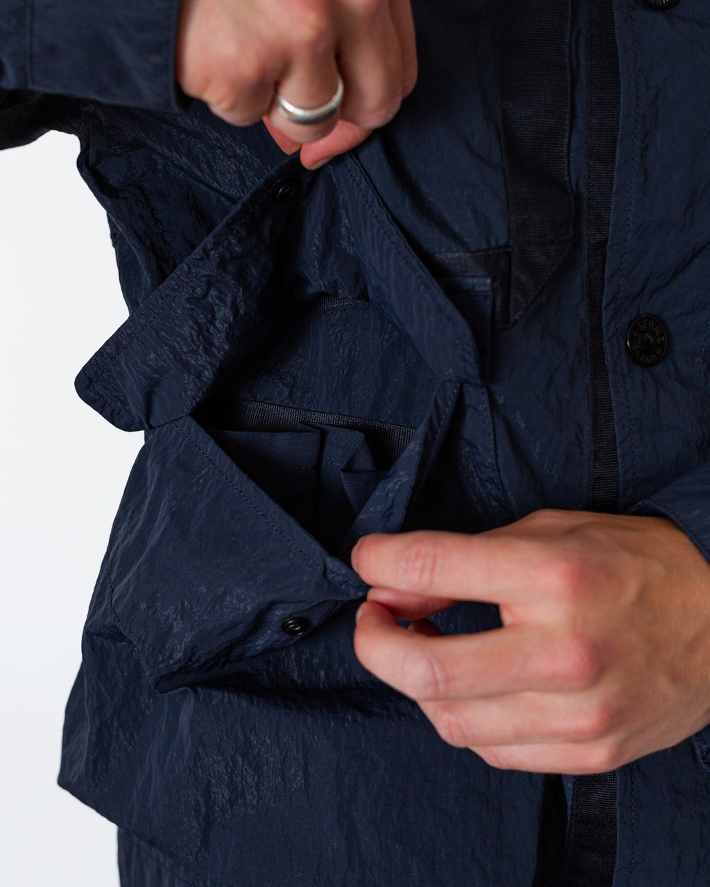 Warp Rib Nylon-TC Collared Jacket - Blue Navy V002A