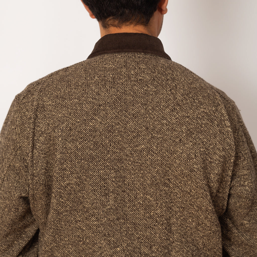 Homespun Tweed Zip Blouson - Brown
