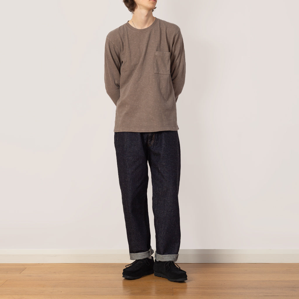 Five Pocket Zipper Front Denim Pants - Indigo One Wash