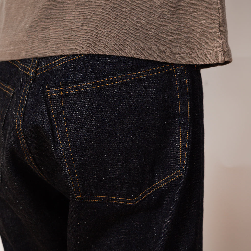 Five Pocket Zipper Front Denim Pants - Indigo One Wash