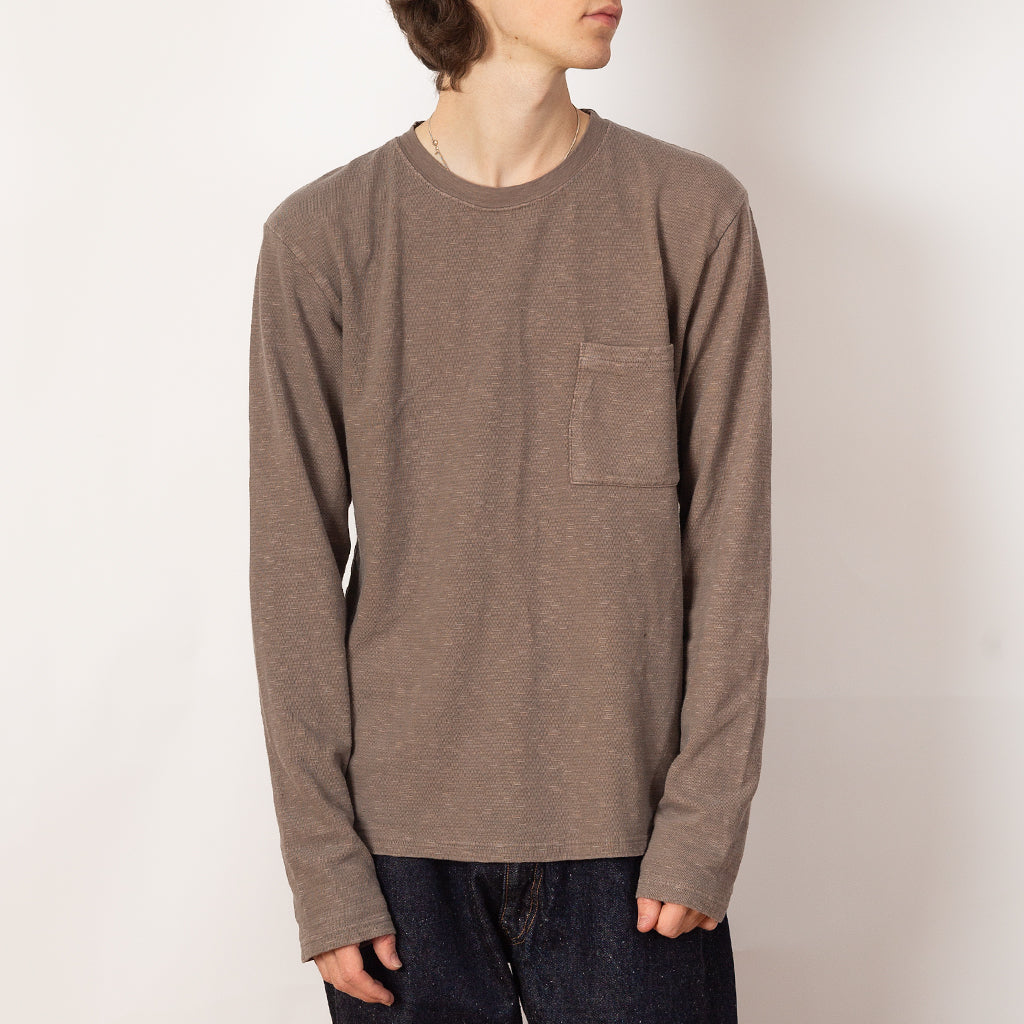 AMUSE Knit Pocket Long Sleeve T - Charcoal