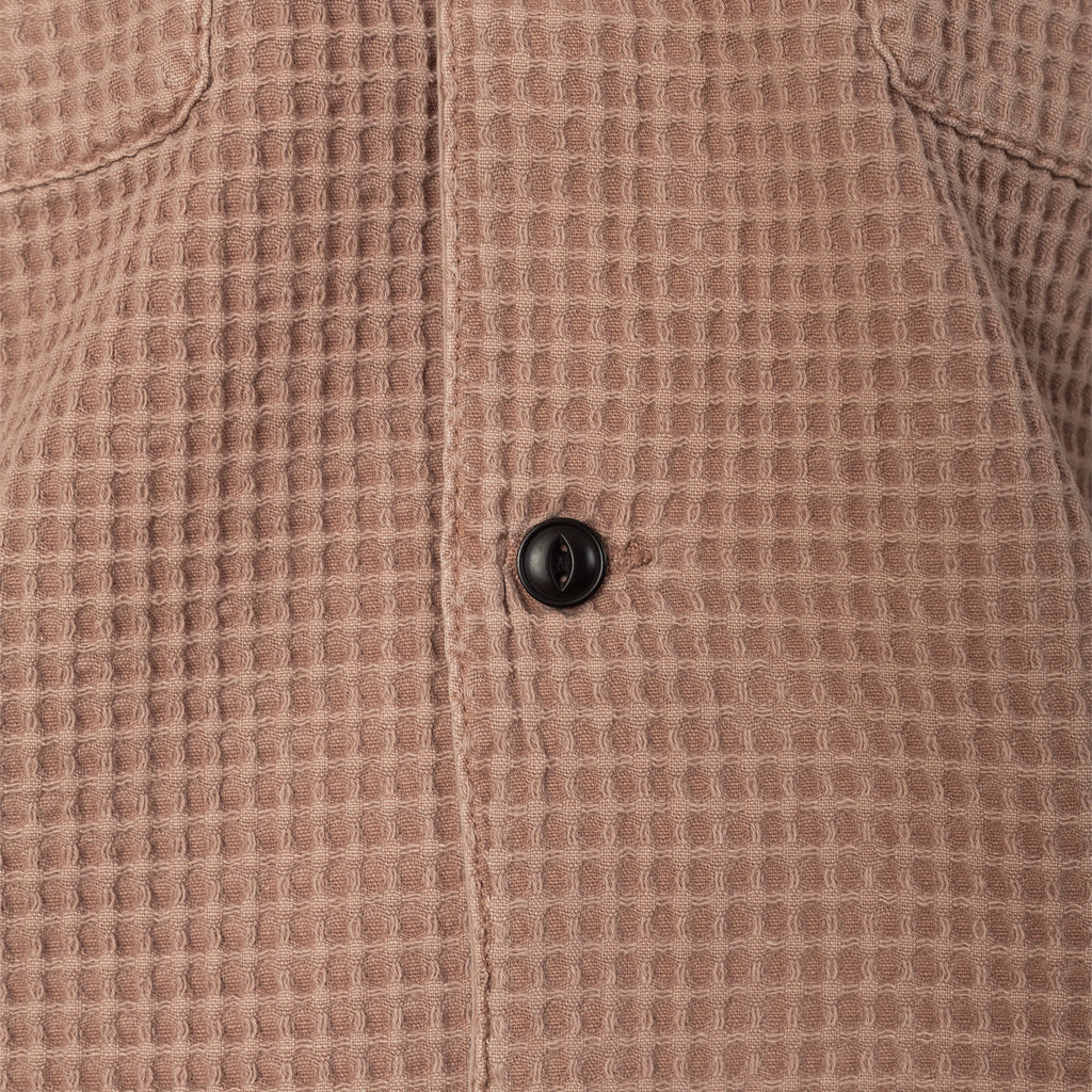 WAFFLE BUTTON FRONT SHIRT - Sand