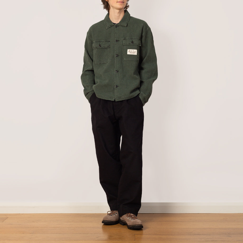 WAFFLE BUTTON FRONT SHIRT - Dark Green