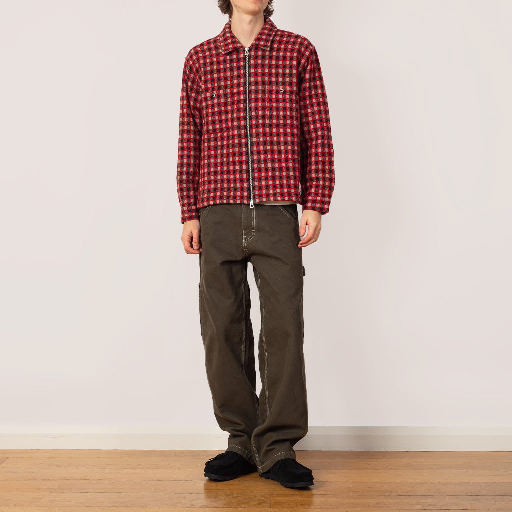 CHECK MATE FLANNEL ZIP SHIRT - Black Multi