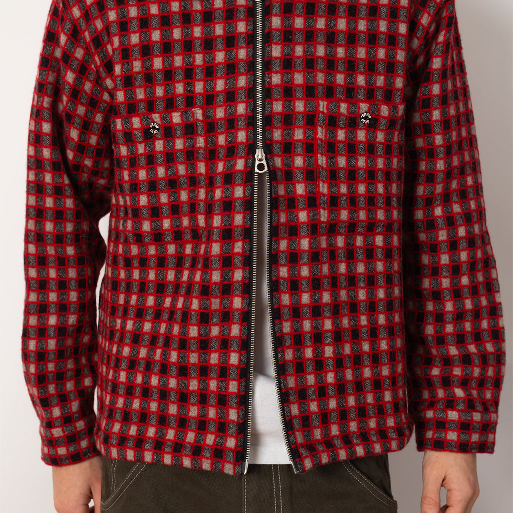 CHECK MATE FLANNEL ZIP SHIRT - Black Multi