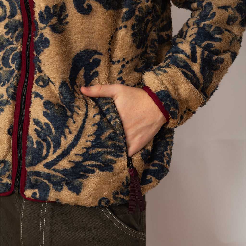 Virgin Mary Damask Fleece Zip Blouson - Beige