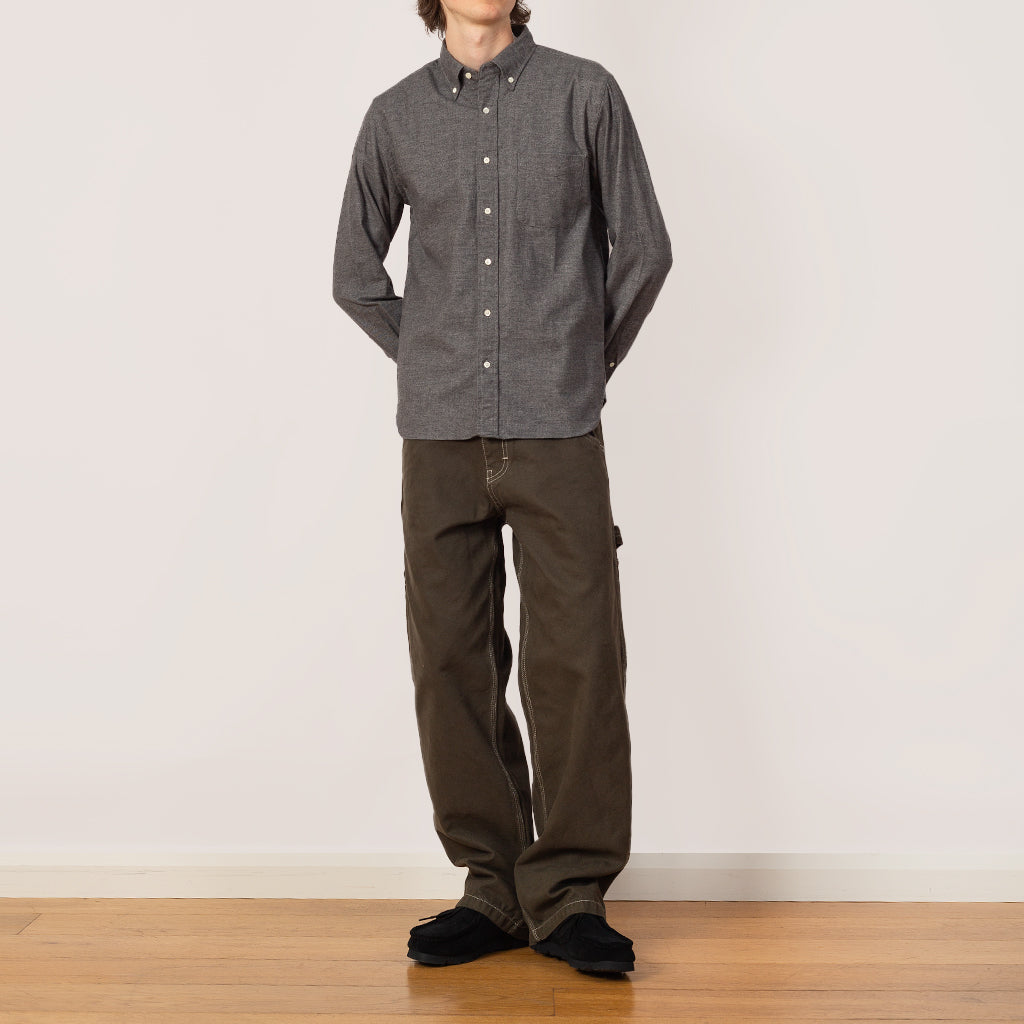 B.D. Solid Flannel Shirt - Grey | Beams Plus | Peggs & son.