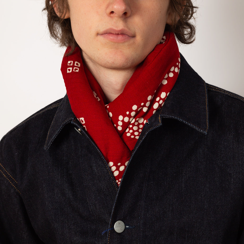 Linen Rayon Kesa Bandana Scarf - Red