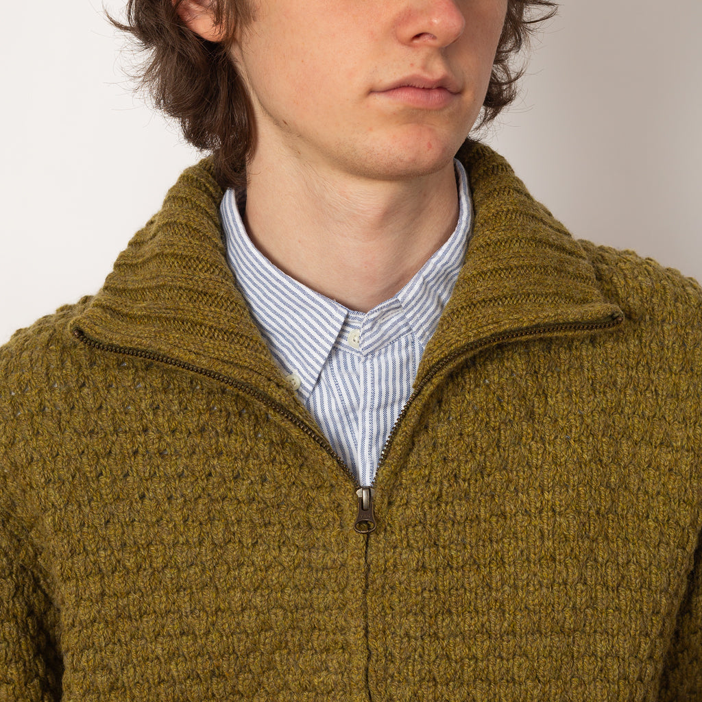 Full Zip Style Popcorn Pattern - Olive