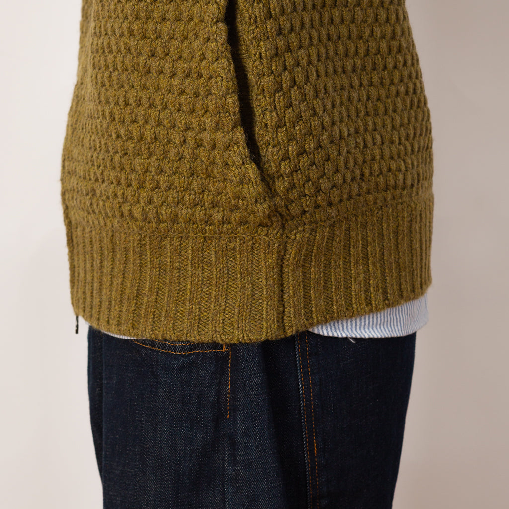 Full Zip Style Popcorn Pattern - Olive