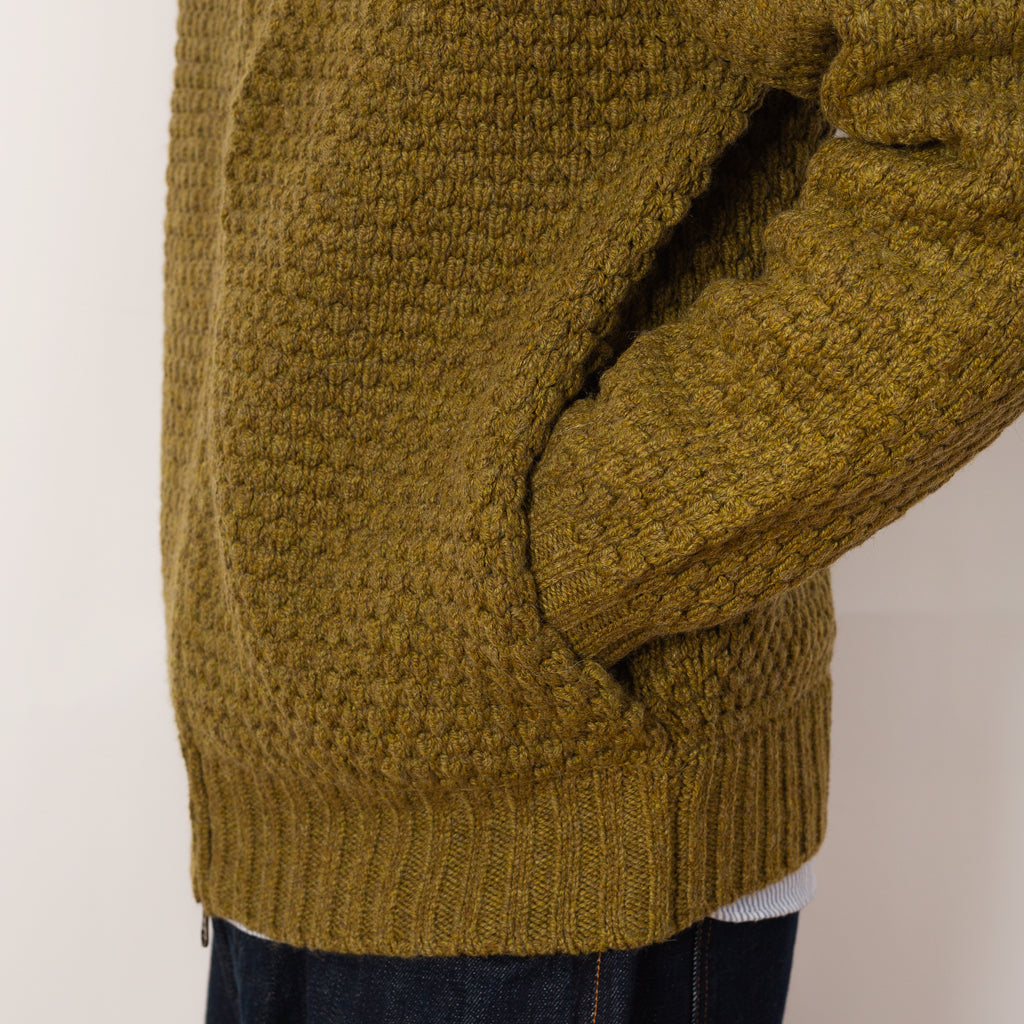 Full Zip Style Popcorn Pattern - Olive