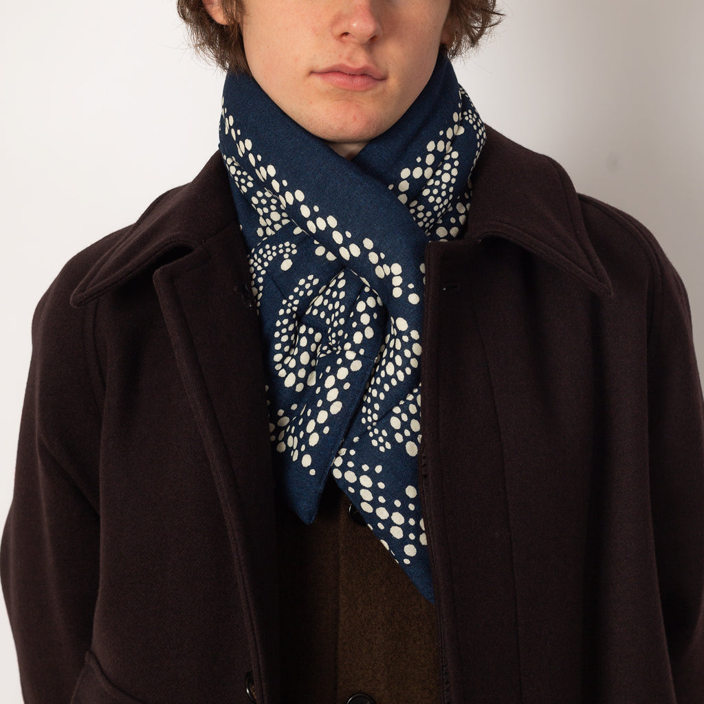 Linen Rayon Bandana KESA Scarf - Navy