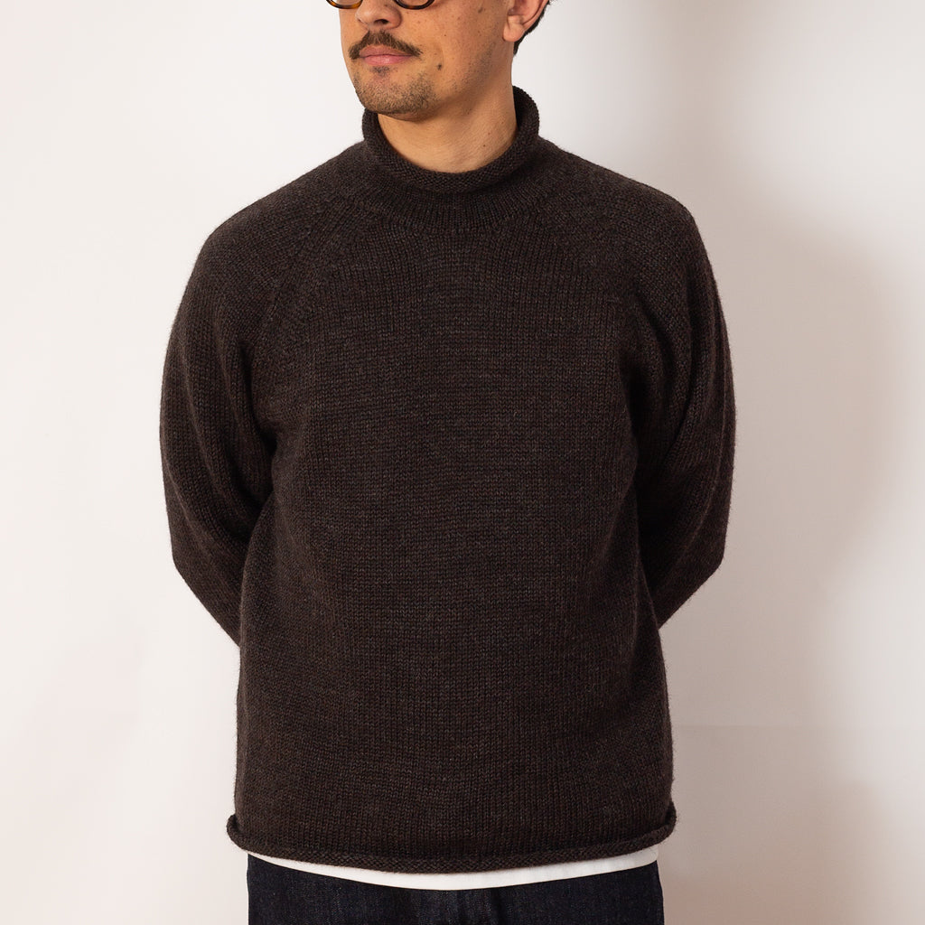 Roll Neck Knit - Mix Charcoal Brown