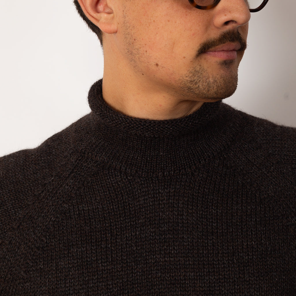 Roll Neck Knit - Mix Charcoal Brown