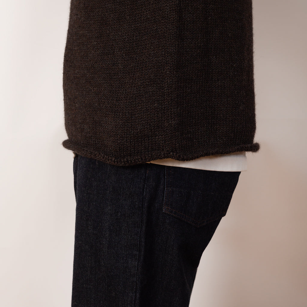 Roll Neck Knit - Mix Charcoal Brown